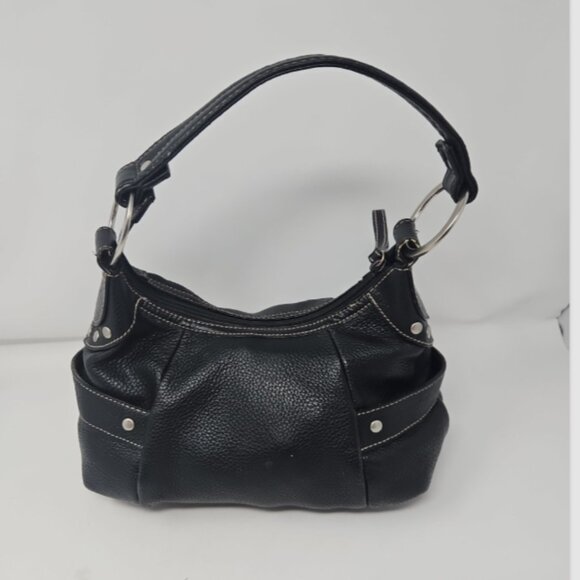 Vintage Kenneth Cole Reaction Black Pebble Leather Hobo Satchel Shoulder Purse - Picture 2 of 8